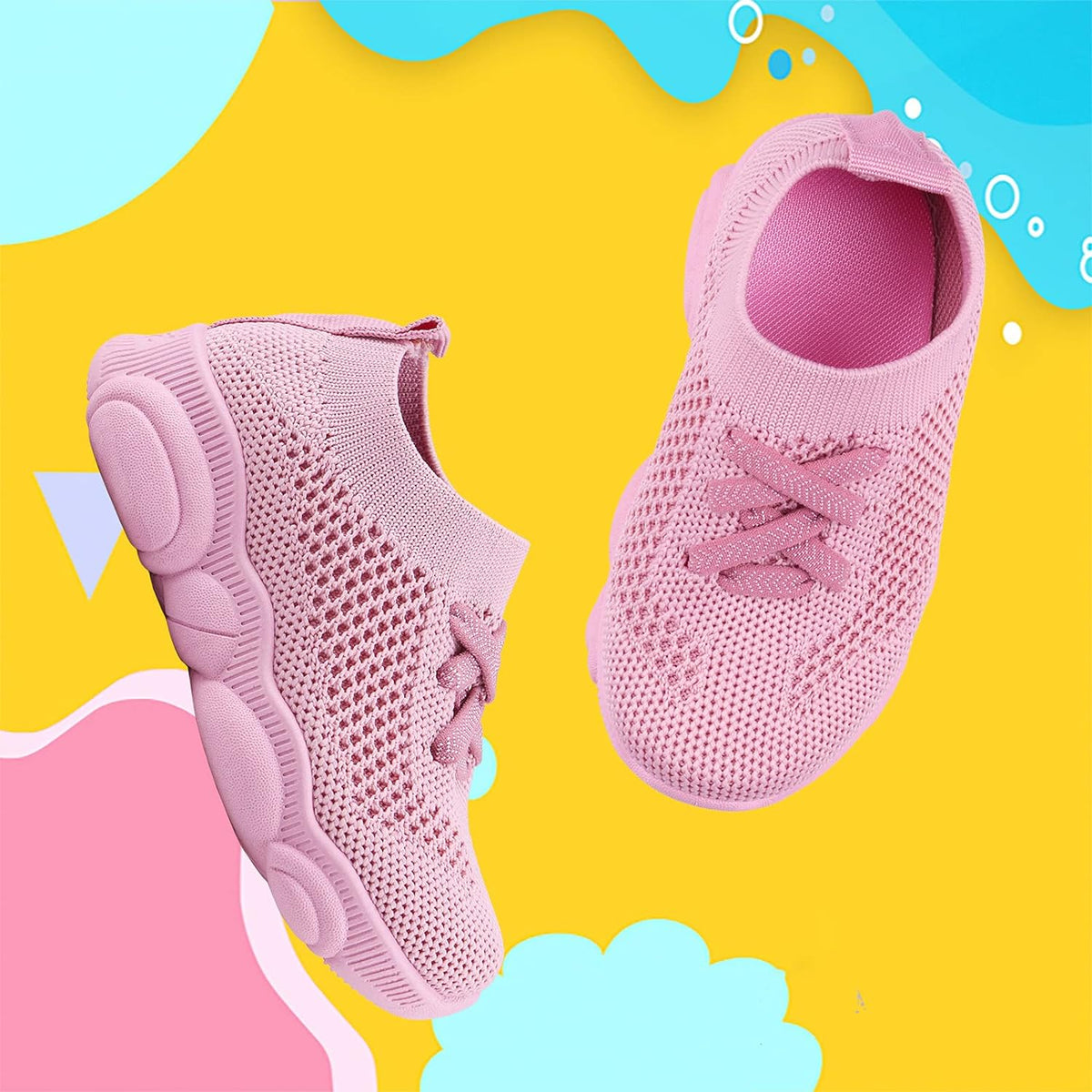 Toddler Baby Girls Boys Tennis White Walking Barefoot Slip on Shoes 18-24 Months Size 5 Wide Toe Box Summer Soft Sole Flexible Dinosaur Cheer Shoes Breathable Outdoor Soccer Rubber Sneakers