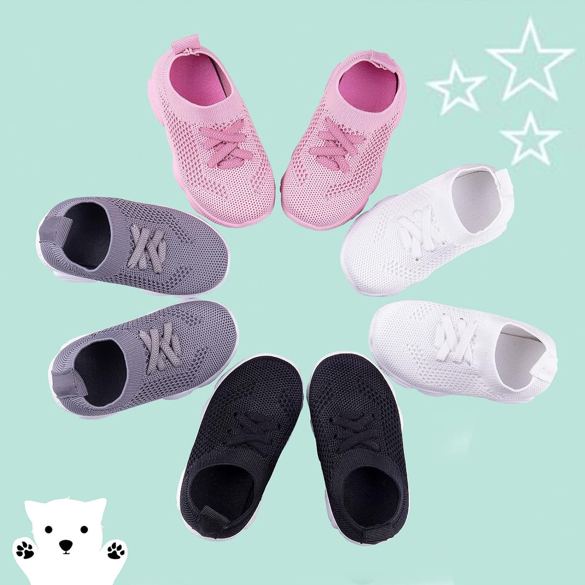 Toddler Baby Girls Boys Tennis White Walking Barefoot Slip on Shoes 18-24 Months Size 5 Wide Toe Box Summer Soft Sole Flexible Dinosaur Cheer Shoes Breathable Outdoor Soccer Rubber Sneakers
